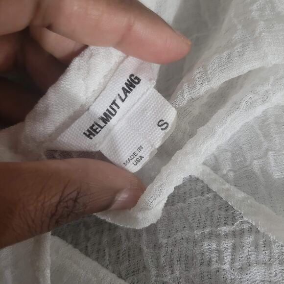 Helmut Lang Gauzy Tank Top White Blouse Sleeveless Draped Sheer Baggy Size Small - Picture 7 of 15